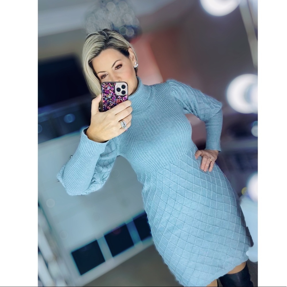 Gray Vintage Cable Knit Sweater Dress - Picture 5 of 7